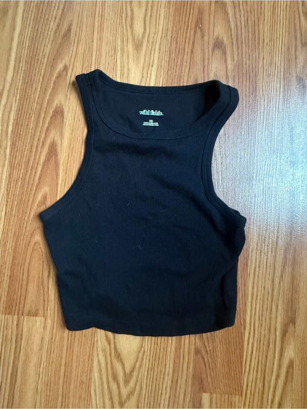 wild fable Black Ribbed Racer Crop Tank